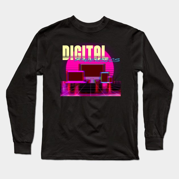 Retro Digital Forensics Long Sleeve T-Shirt by DFIR Diva